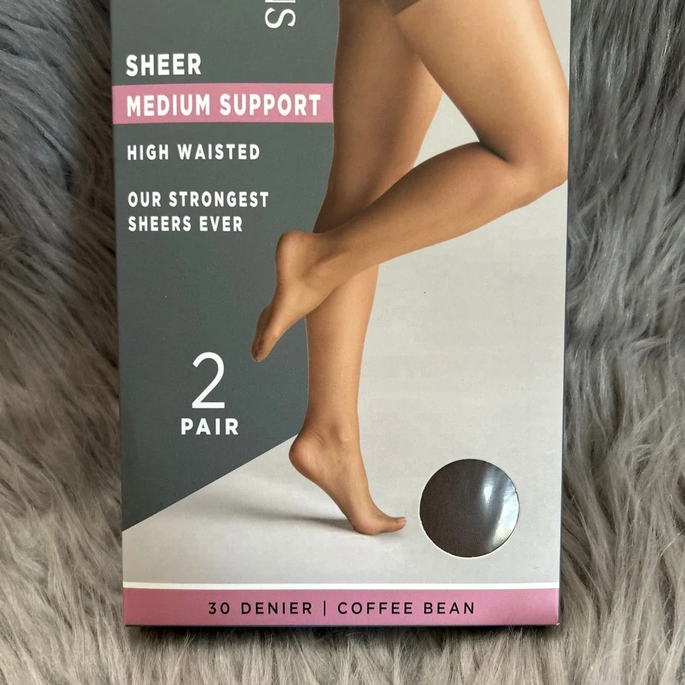 Silk Impressions Sheer Medium Support Womens Size XL Coffee Bean High‎ Waisted